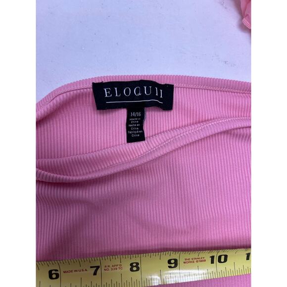 Eloquii Women's Plus Size Flocked Organza Long Sleeve Top in Pink Size 18/20 - Picture 5 of 6